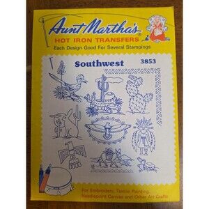 Aunt Martha's Hot Iron Transfers Uncut Southwest #3853 Vintage